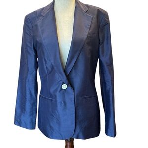 Lauren Ralph Lauren Navy Blue Silk Blazer